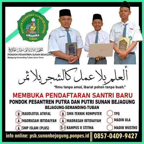 PENERIMAAN SANTRI BARU TAPEL 2020 2021 Pondok Pesantren Sunan Bejagung