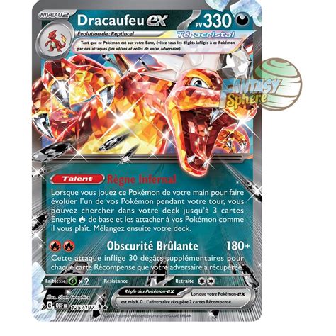 Dracaufeu Ex Double Rare 125197 Ecarlate Et Violet Flammes Obsidiennes Fantasy Sphere