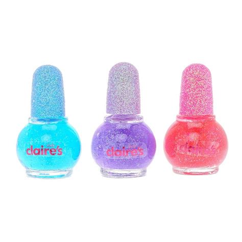 Claire's Club Mini Glitter Nail Polish Set - 3 Pack | Kids nail polish, Glitter nail polish ...