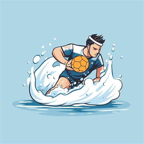 Ilustra O Vetorial De Um Homem Surfando Em Uma Onda Estilo Desenho