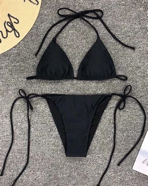 Emmiol Kostenloser Versand Einfarbiger Micro Bikini zum Aufhängen
