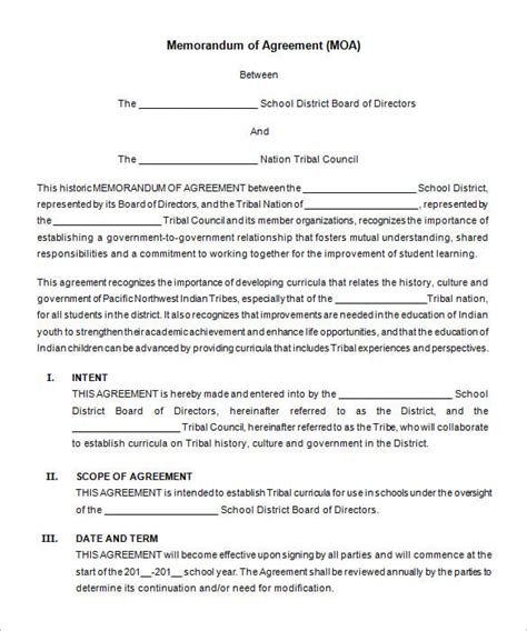 Memorandum Of Agreement Template Army Creative Template Inspiration