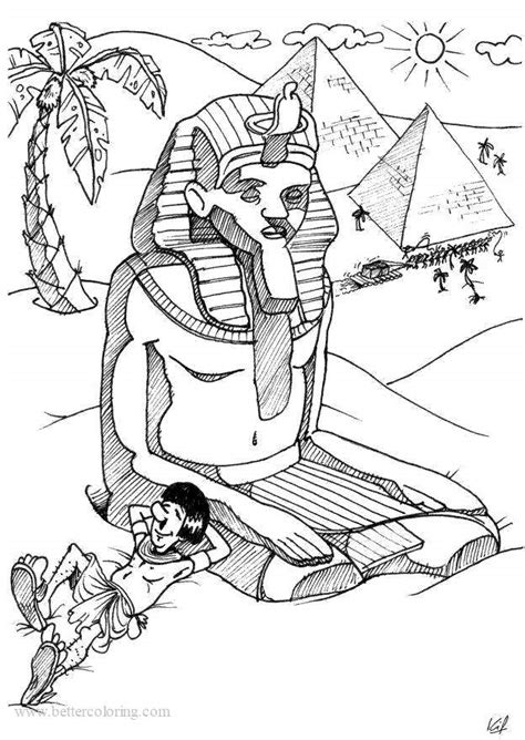 Pyramids and Sphinx from Egyptian Coloring Pages - Free Printable ...