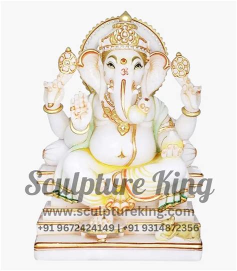 Ganesh White Marble Moorti Sculpture King