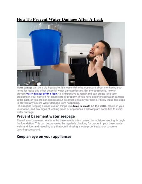 Ppt How To Prevent Water Damage After A Leak Powerpoint Presentation