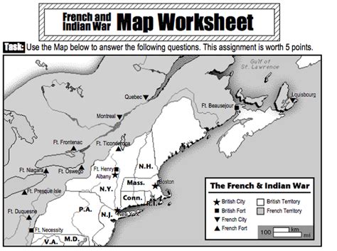 French And Indian War Map Worksheets