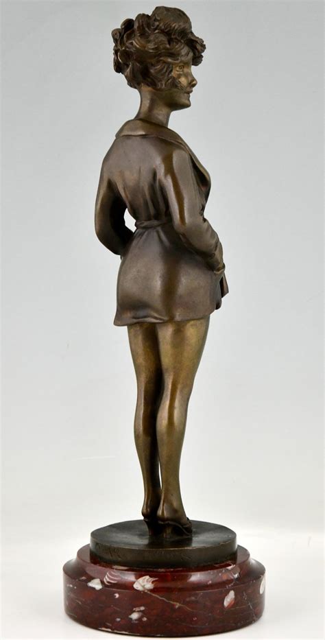 Art Deco Erotic Bronze Nude In Dressing Gown Deconamic