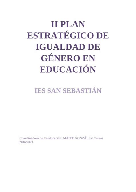 Pdf Ii Plan EstratÉgico De Igualdad De GÉnero … Ii Plan Estratégico