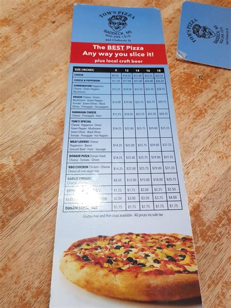 Menu At Tom S Pizza Pizzeria Baddeck