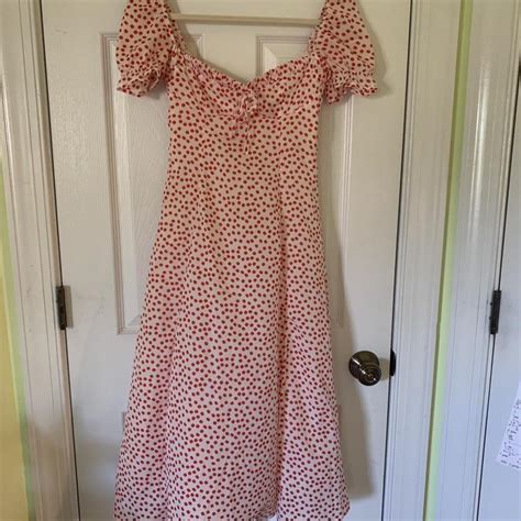 Princess Polly Red And White Flora Midi Dress With Depop