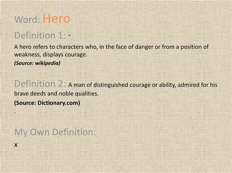 The Word Hero Definition