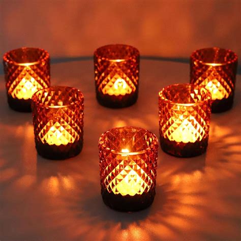 Vohocandle 12pcs Brown Tea Light Candle Holders Vintage Tea Light Holders Glass For Boho