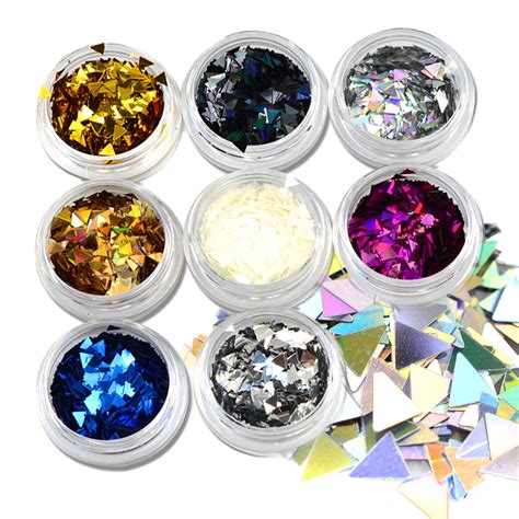 SWEET TREND 1Bottle Triangle Laser Thin Paillette Nail Glitter Sequins