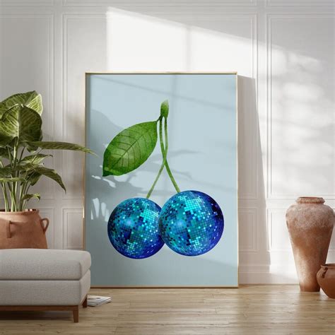 Disco Ball Cherries Print Disco Print Trendy Wall Art Girly Wall Art