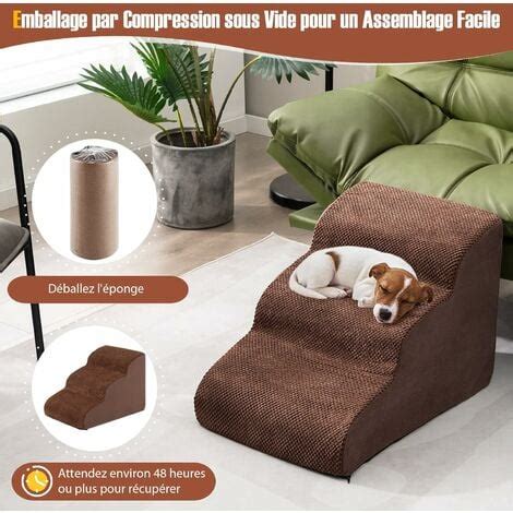 Costway Escalier Pour Animaux Marches En Mousse Haute Densit