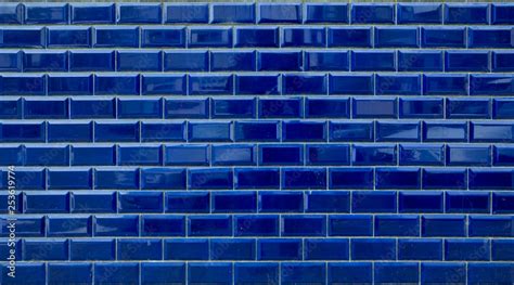 Shiny Blue Brick Tiles On Wall Background Texture Stock Photo Adobe