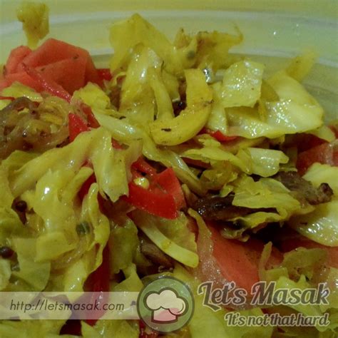 Sayur Kubis Goreng Kunyit Bersama Daging Dan Carrot Recipe Letsmasak