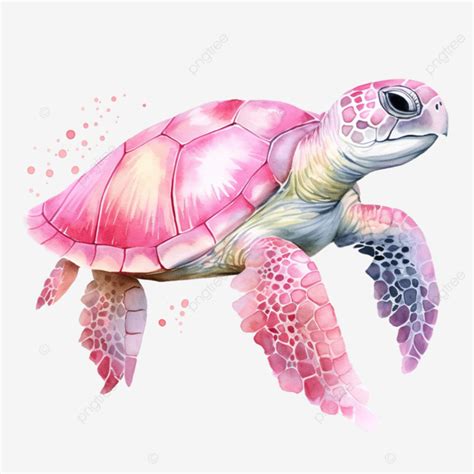 Pink Turtle Watercolor Ai Generative Pink Turtle Watercolor Png