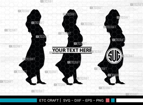 Pregnant Woman Monogram Pregnant Woman Silhouette Pregnant Woman Svg