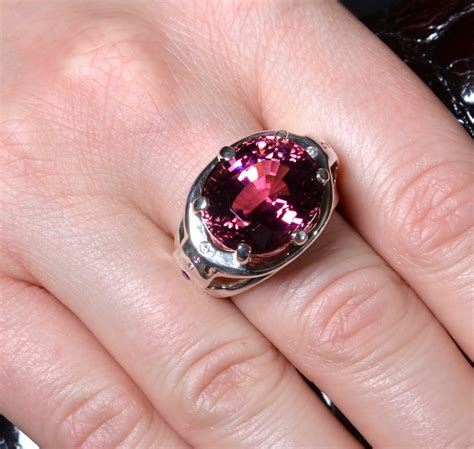 Sterling Silver Pink Tourmaline Ring Ct Tourmaline Ring W Diamonds