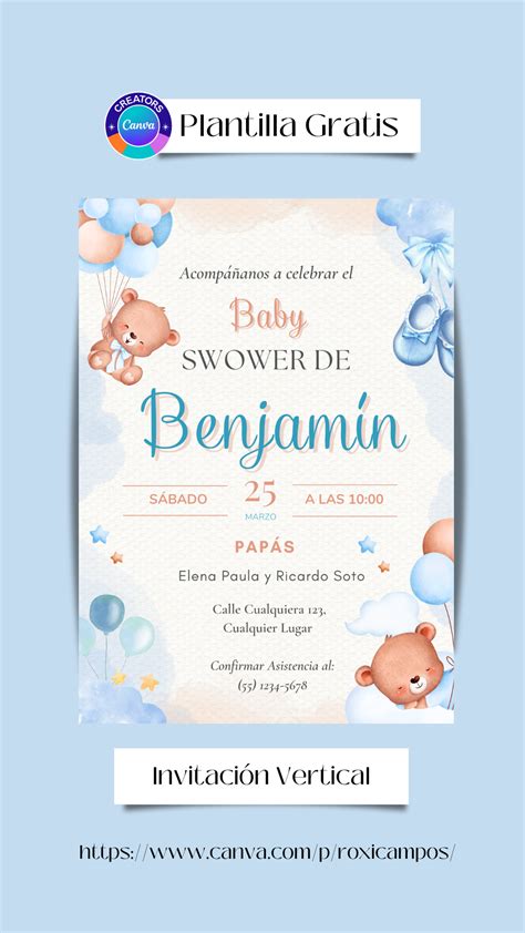 Plantilla Pro y Editable en Canva Invitación Baby Shower Ilustrado