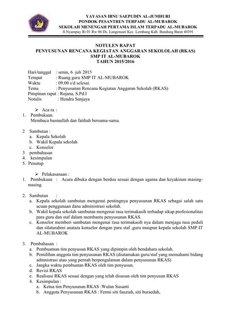 Notulen Rapat Penyusunan Rks Dan Rkas Edumi Id