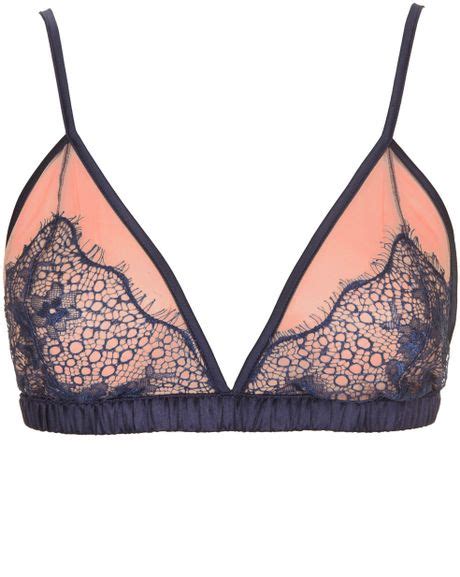 Topshop Hidden Lace Triangle Bra In Blue Navy Blue Lyst