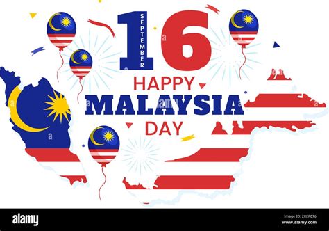 Happy Malaysia Day Celebration Vector Illustration On 16 September With