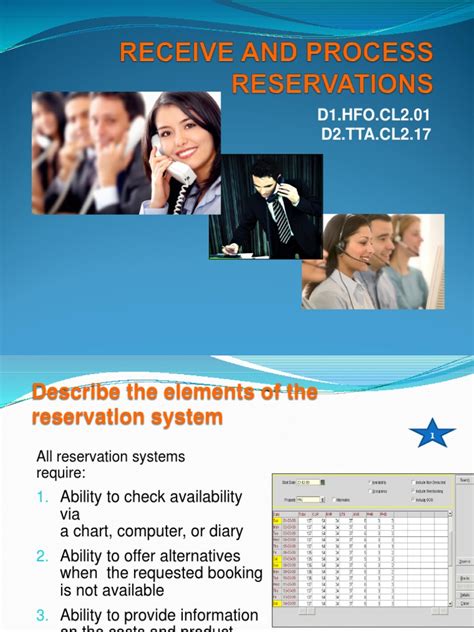 receive  process reservations  cheque service industries