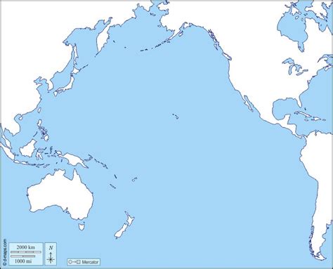 Pacific Ocean free map, free blank map, free outline map, free base map ...