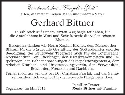 Traueranzeigen Von Gerhard Bittner Trauer Merkur De