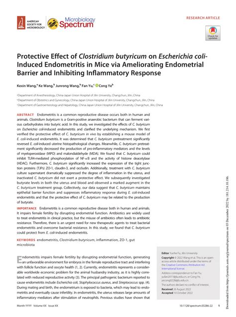 PDF Protective Effect Of Clostridium Butyricum On Escherichia Coli