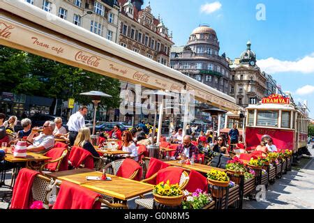 Cafe Tramvaj At Vaclavske Namesti Square In Central Prague Czech