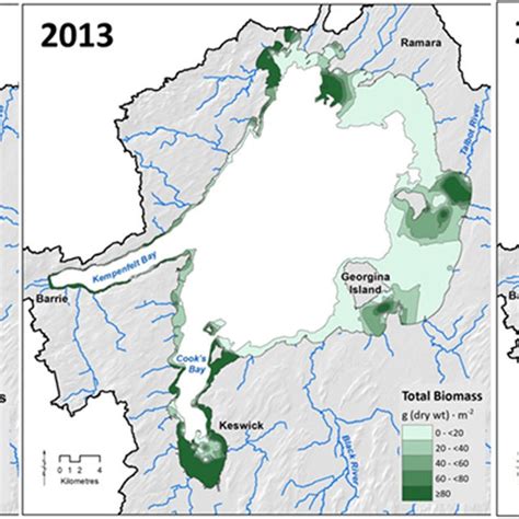 Maps Showing The Distribution And Total Dry Weight Biomass Gm 2 For