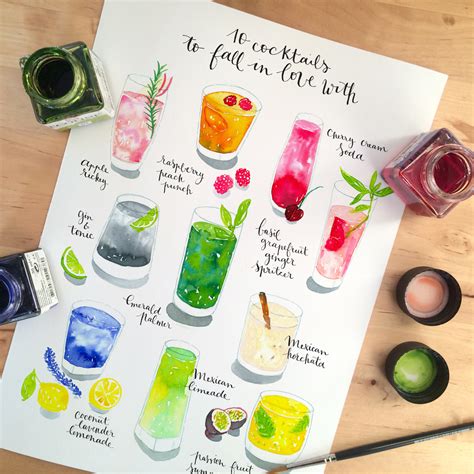 New Work Watercolor Cocktails — Nathalie Ouederni Watercolor Illustration And Pattern Design