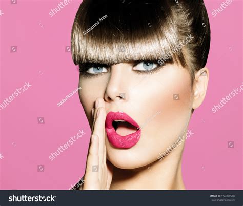 Surprised Woman Open Mouth Pin Girl Stock Photo 156908570 Shutterstock