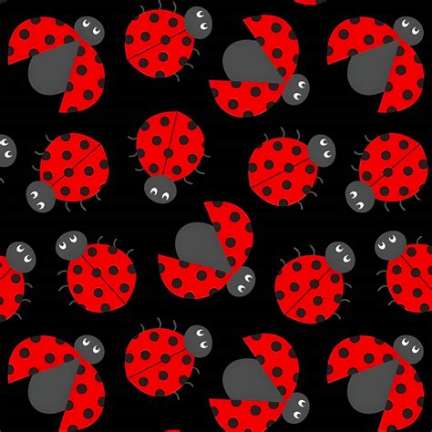 Ladybugs Fleece Fabric With Solid Red