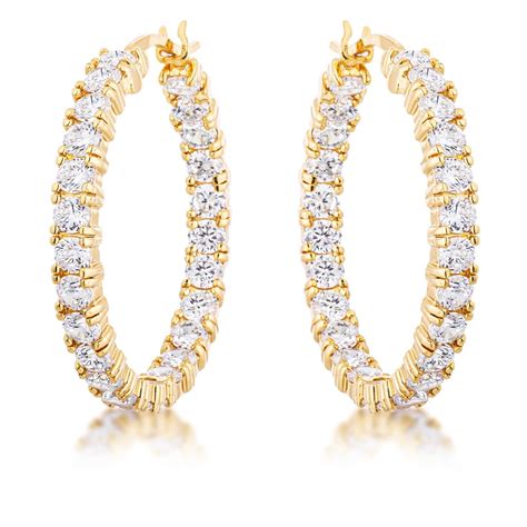 18k Gold Plated Eternity Hoop Earrings Etsy