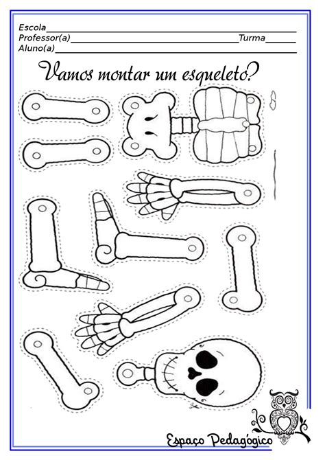 Atividade Desenho Molde Do Esqueleto Para Recortar Pintar E Montar