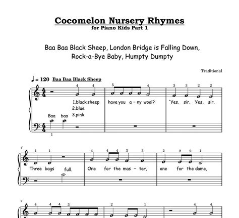 Piano Cocomelon Nursery Rhymes Part 1 Easy for Kids Children Self Learning Series Baa Baa Black ...