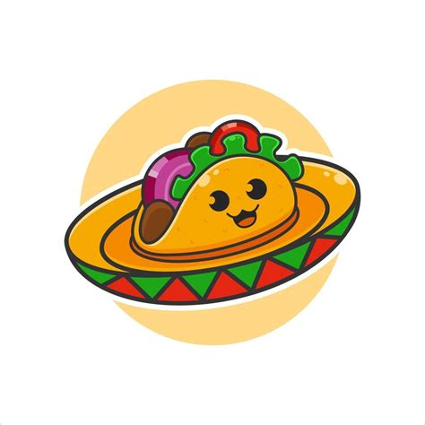 cute taco character in a mexican hat 16074962 Vector Art at Vecteezy