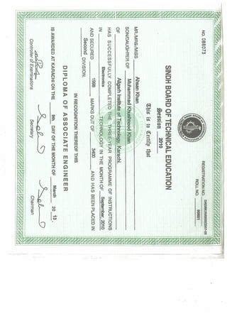 Diploma Of Associate Engineer - Diploma of Associate Engineer Certificate | PDF