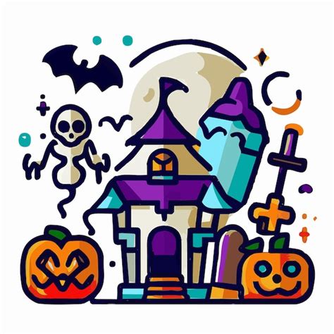 Halloween Haunted Castle Premium AI Generated Vector