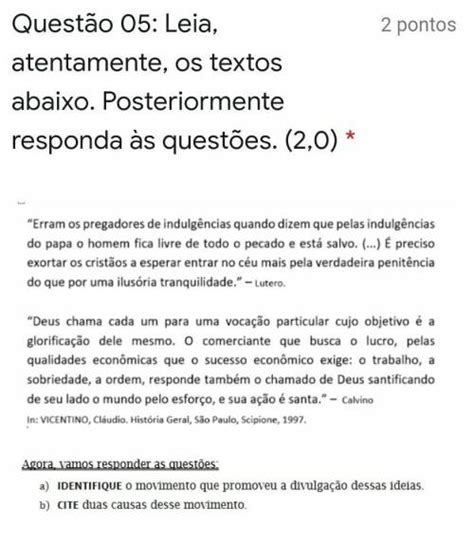 Questão 05 Leia atentamente os textos abaixo Posteriorm