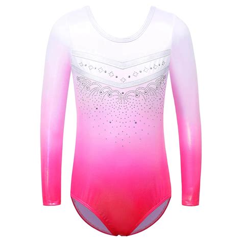 Baohulu Sparkle Girls Ballet Leotard Long Sleeve Gymnastics Leotard