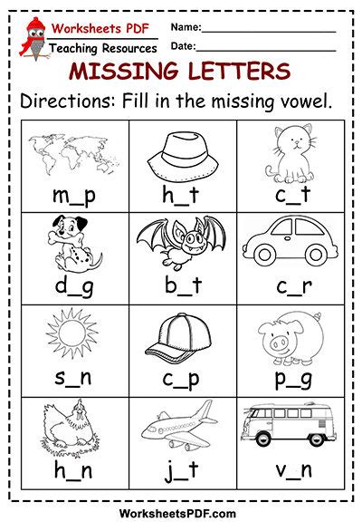 Missing Letters Worksheets Pdf Free Printables