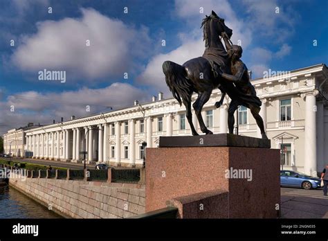 St Petersburg Russia Equestrian Statue On Anichkov Bridge Nevsky