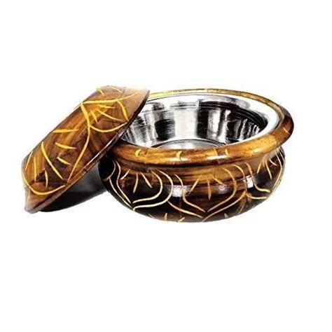 Pieces Stainless Steel Hot Pot Wooden Chapati Box For Home Size