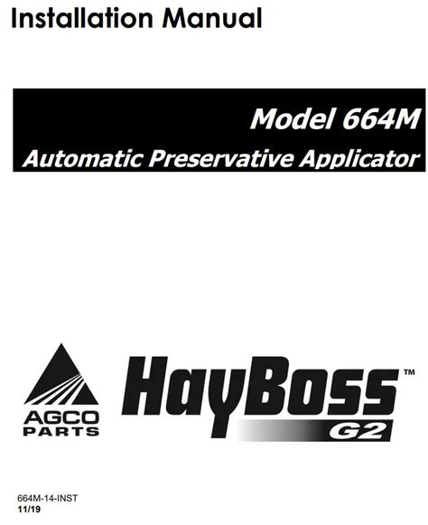 Agco Parts 664m Automatic Preservative Applicator Installation Guide