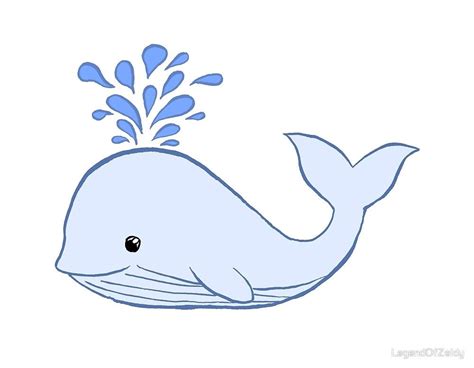 Blue Cartoon Whale Drawing by LegendOfZeldy